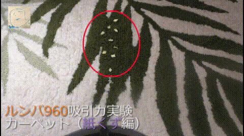 カーペット(ラグ)上での吸引力実験-紙くず編-