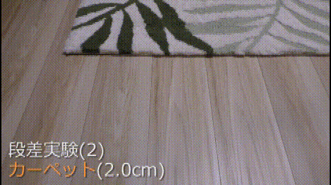 ルンバはカーペットの段差(2.0cm)も乗り越えていく