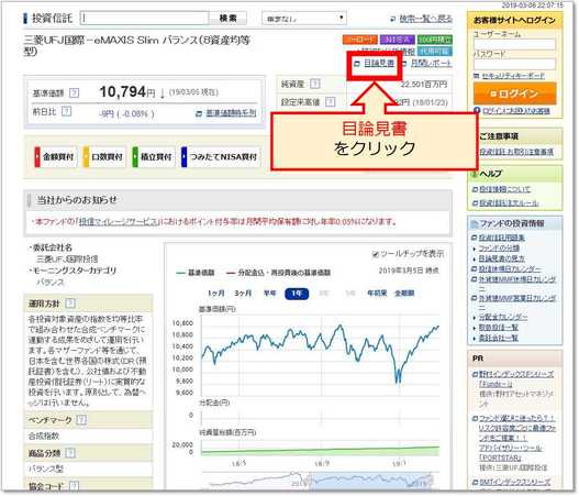 目論見書をクリック