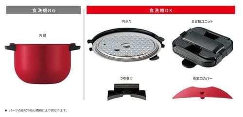ほとんどの部品は食洗器で洗える